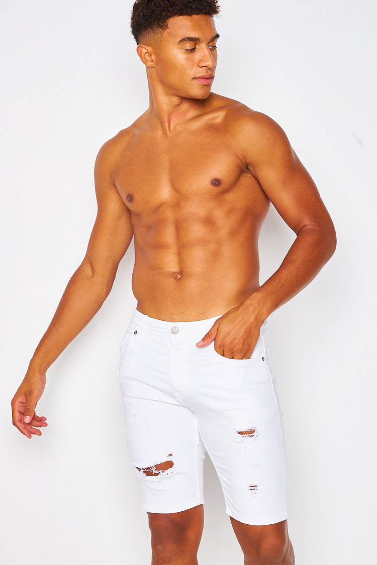 Short en jean déchiré blanc Brentiny