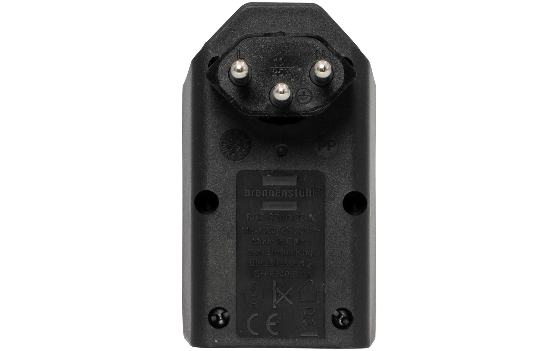 Abzweigstecker 2 x T13, 300° drehbar, SchwarzMehrfachstecker 230 V ohne Schalter
