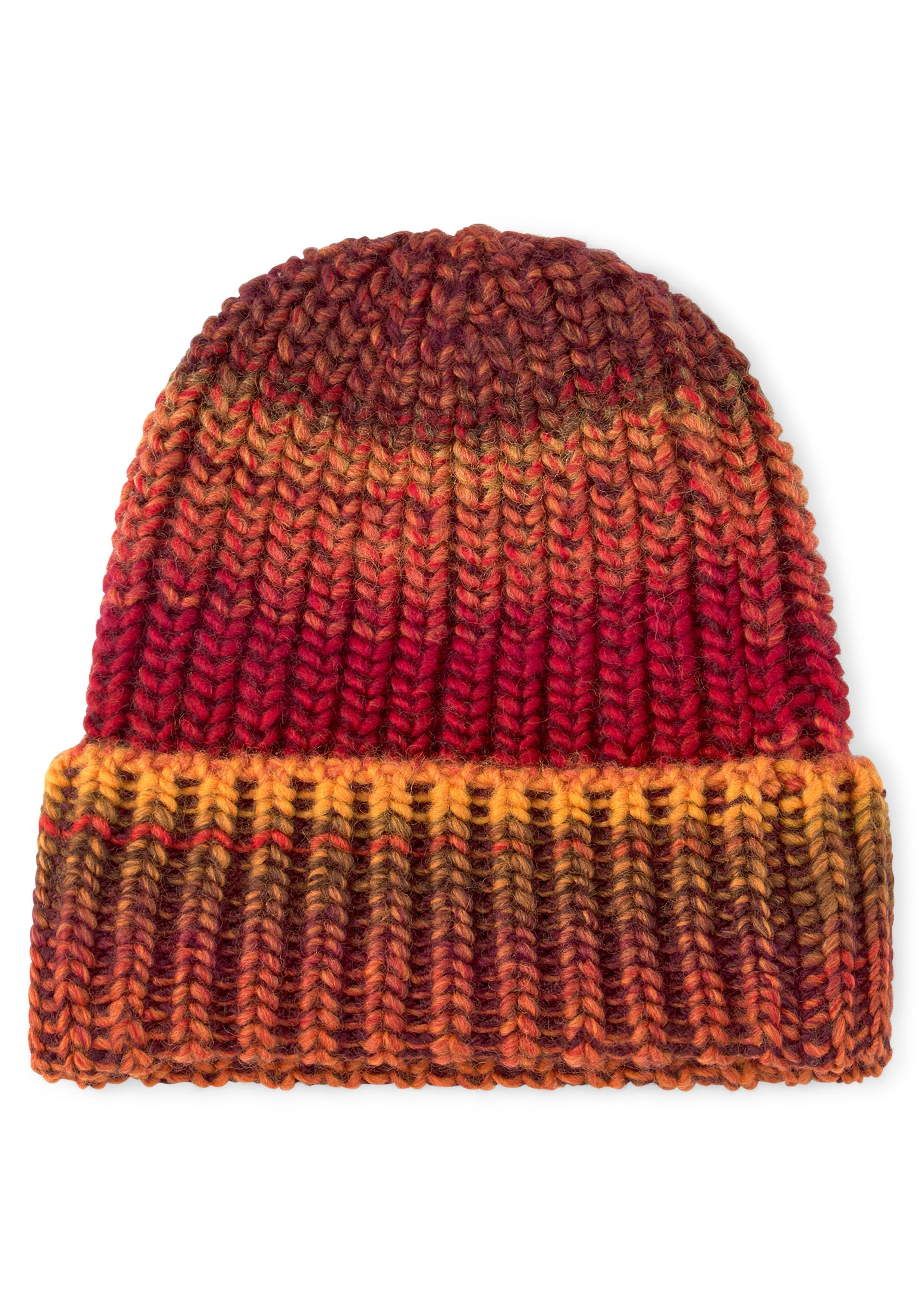 Strickmütze mit Farbverlauf, im Rippstrick