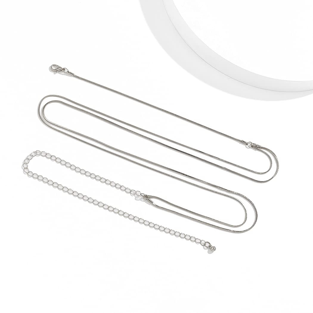 (75-95cm) Metall Taillen Kette Boho Körper Schmuck Bauch Accessoire Zweireihig - Silber