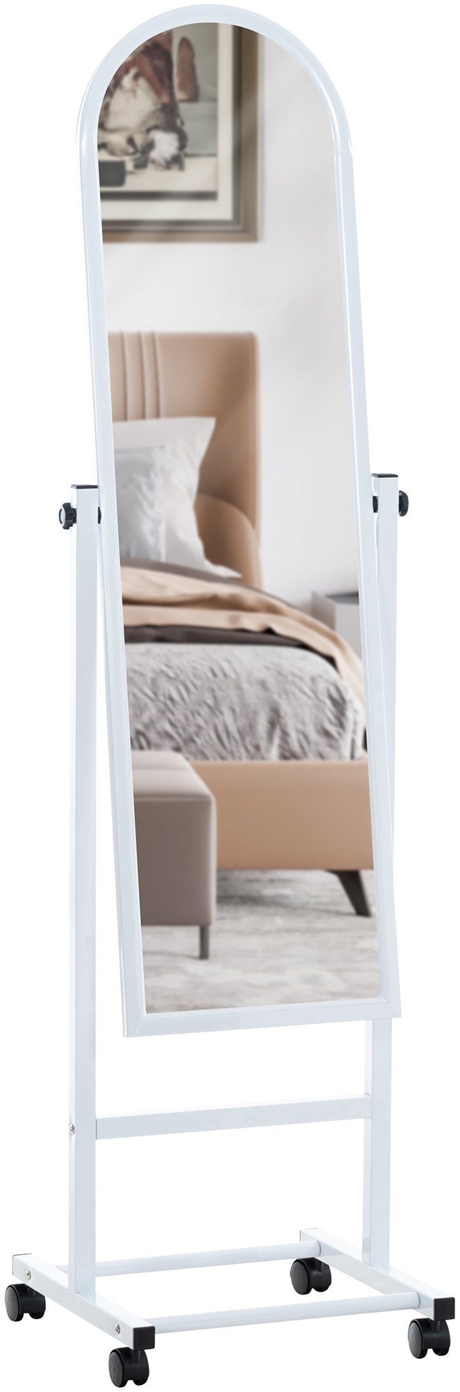 CLP Standspiegel Evoir mit Laufrollen I Stehspiegel 151x39 cm I Wohnzimmer Und Schlafzimmer I Neigbar, 360° Drehbar I Spiegel Mit Rollen