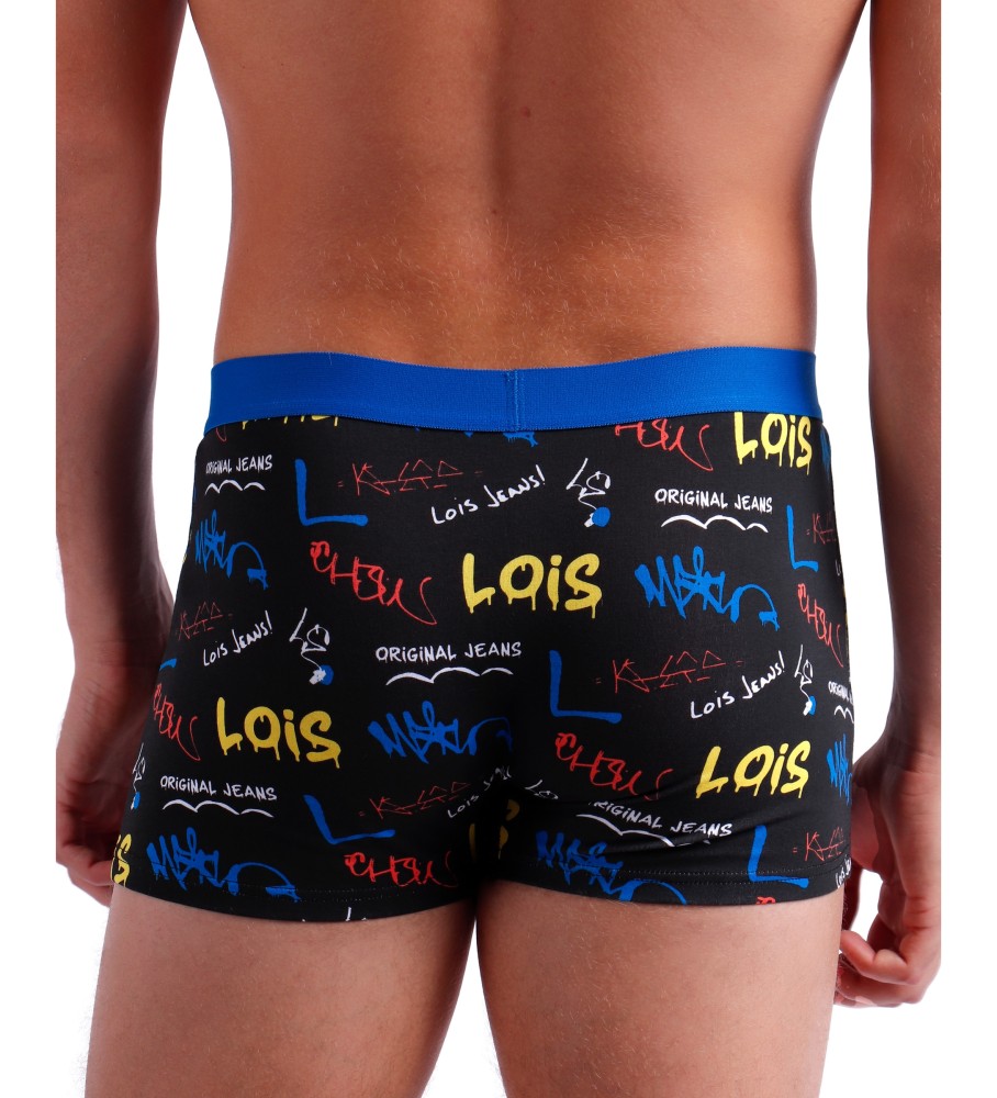 Conjunto de 2 Cuecas/Boxers Lois com Estampa de Grafite Preta