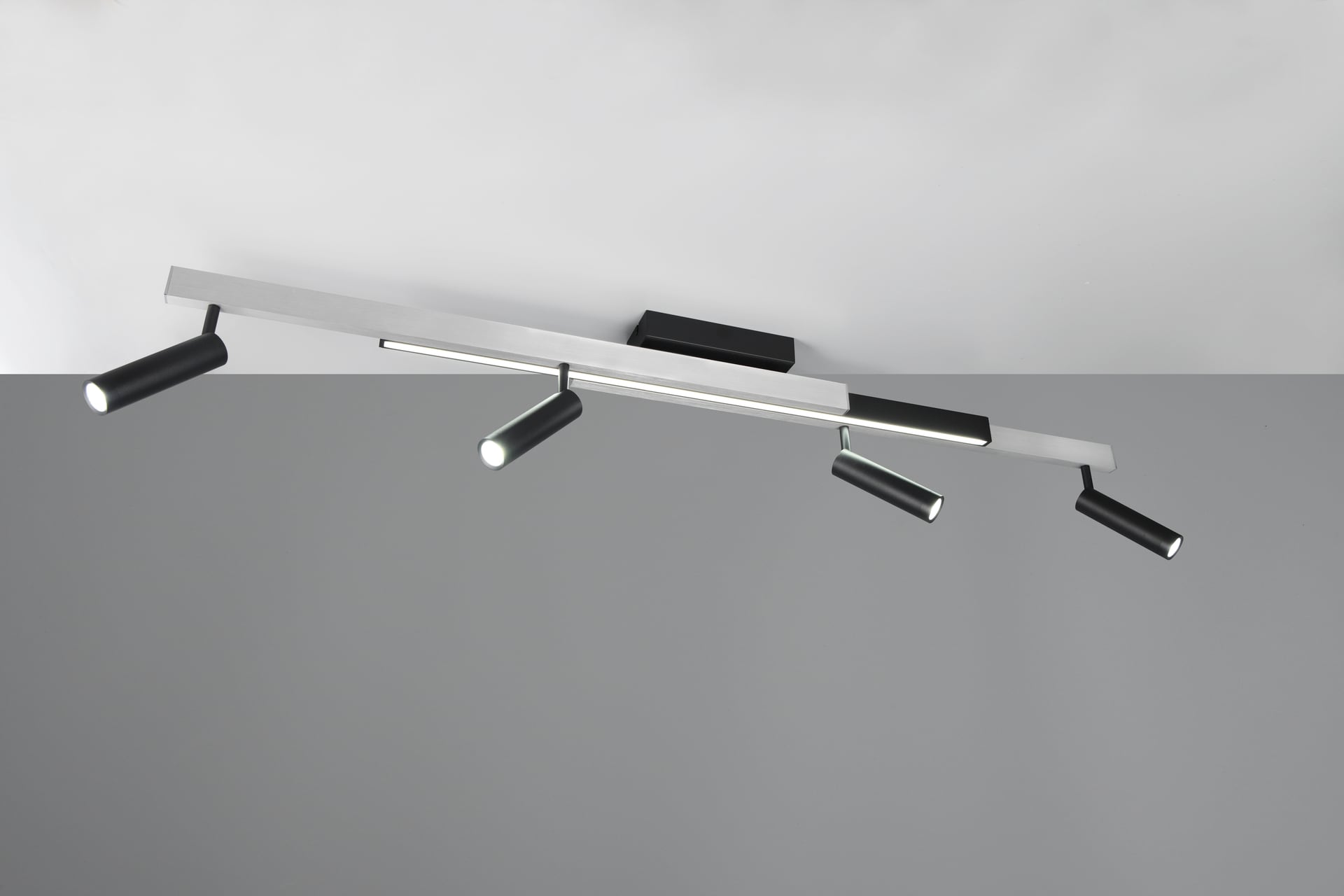 TRIO LED Deckenlampe mit 4 Spots ZENO 85-133 cm Alu /schwarz