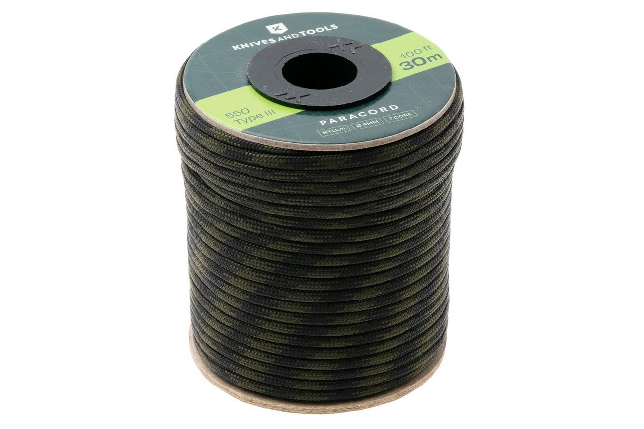 Knivesandtools 550 Paracord Type III, Black Forest, 100ft (30 m)