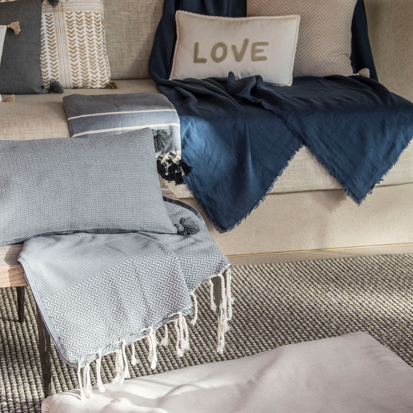 Febronie Housse de coussin Stockholm grise - 60x40 cm
