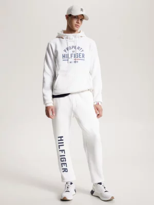 Calças de moletom esportivas com punho e logo gráfico