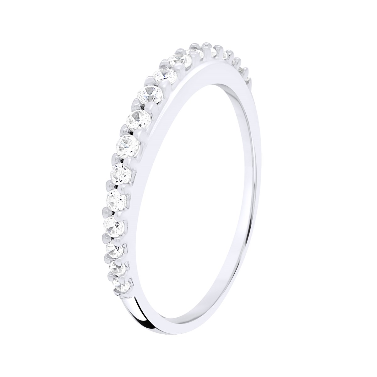 Bague Alliance serti D'Oxydes de Zirconium - Sertis Griffes - Or Blanc