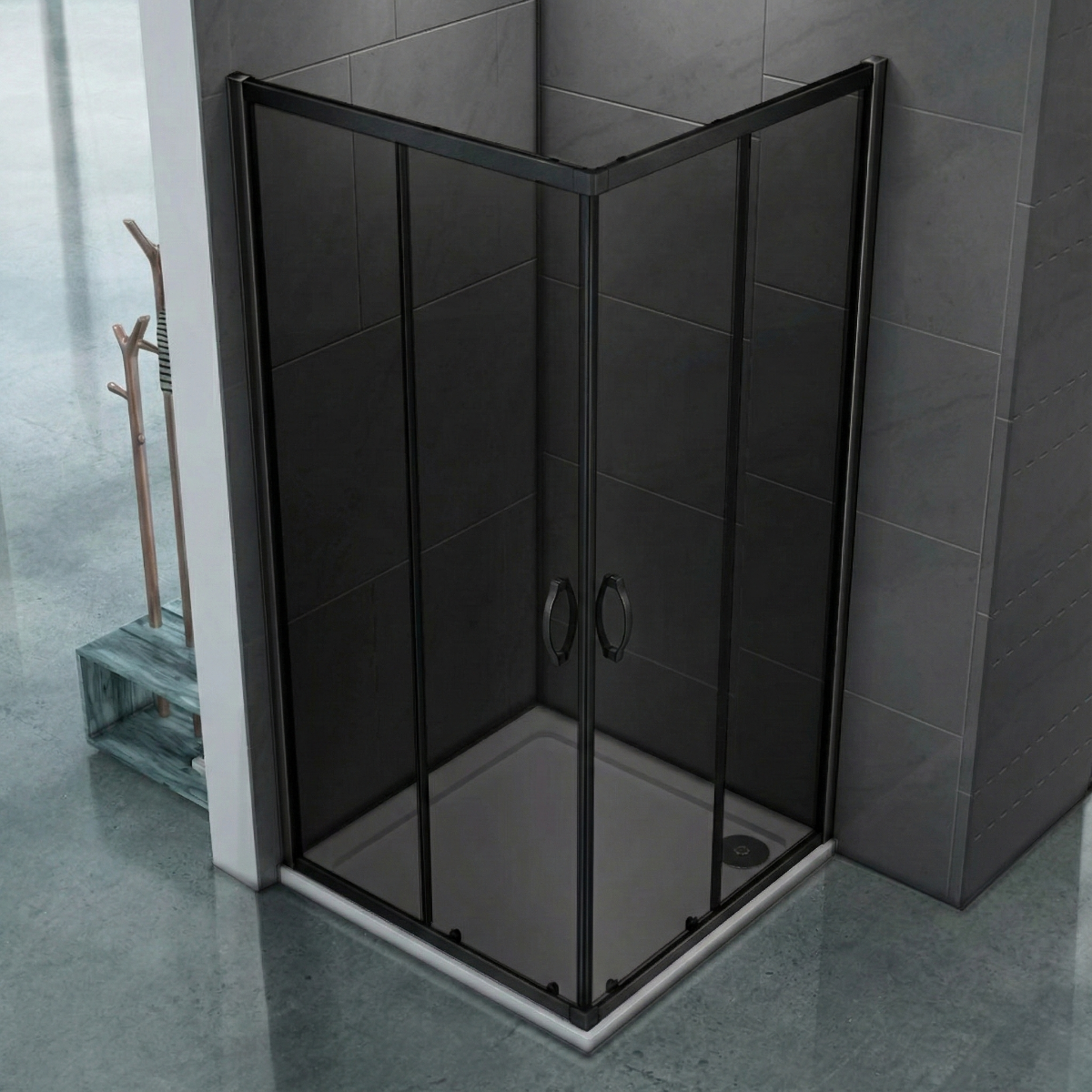 Kerra Tiara Square vierkante douchecabine 80x80 met zwarte profielen