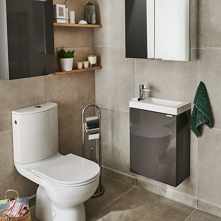 Meuble lave mains à suspendre GoodHome Imandra gris taupé L.44 x H.55 cm