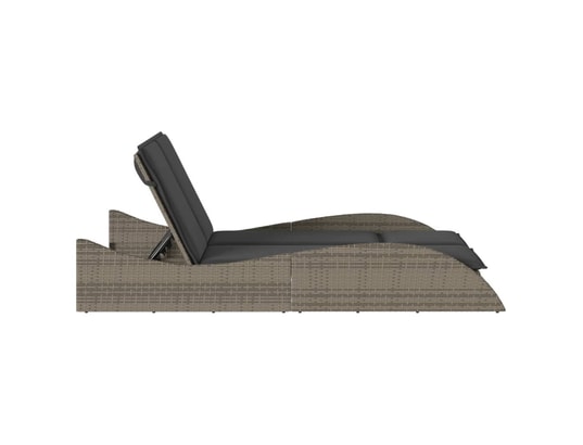 VIDAXL - Bain de soleil Chaise longue avec coussins gris 114x205x73 cm résine tress...
