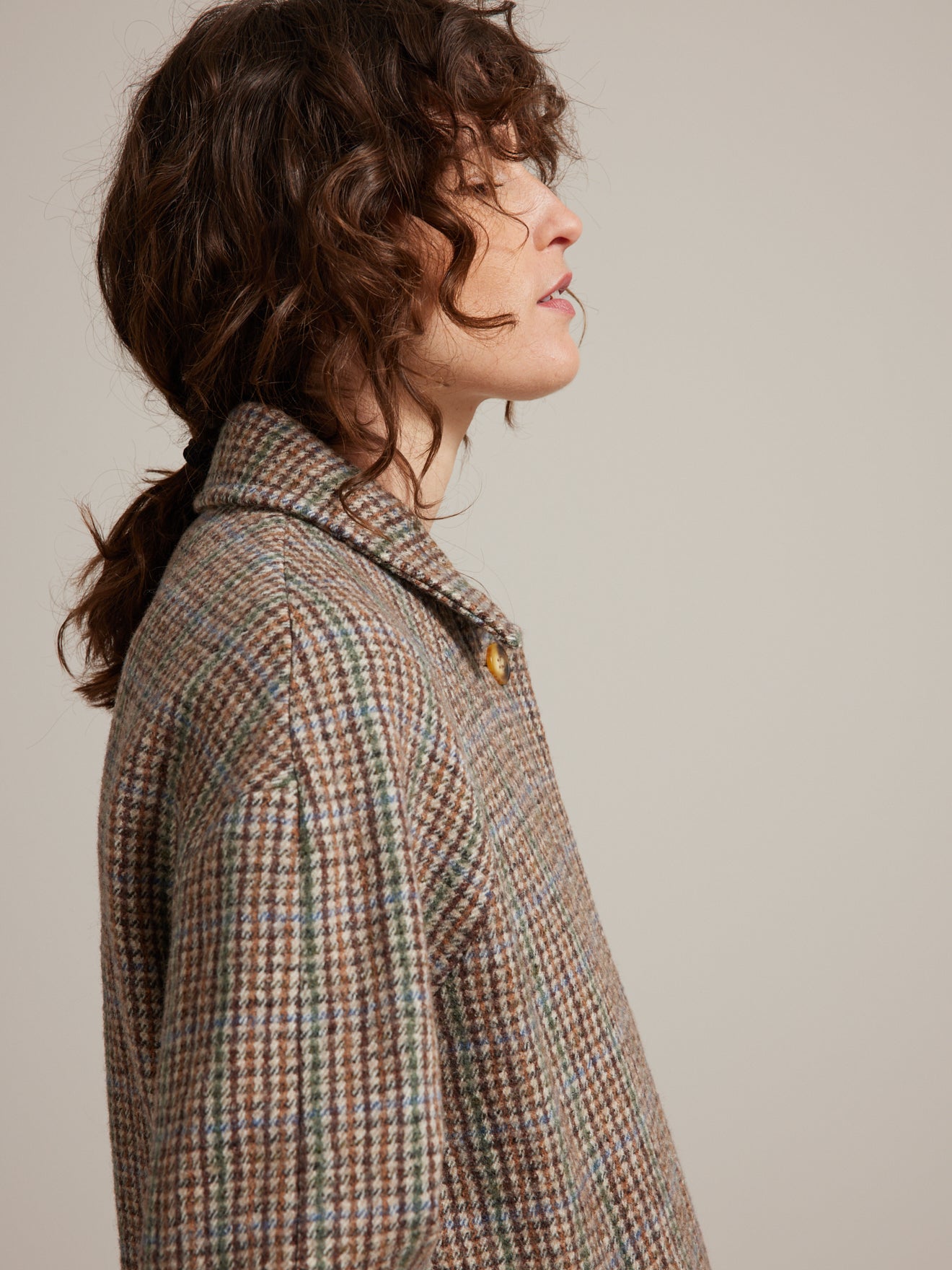Manteau lainage pied-de-poule femme
