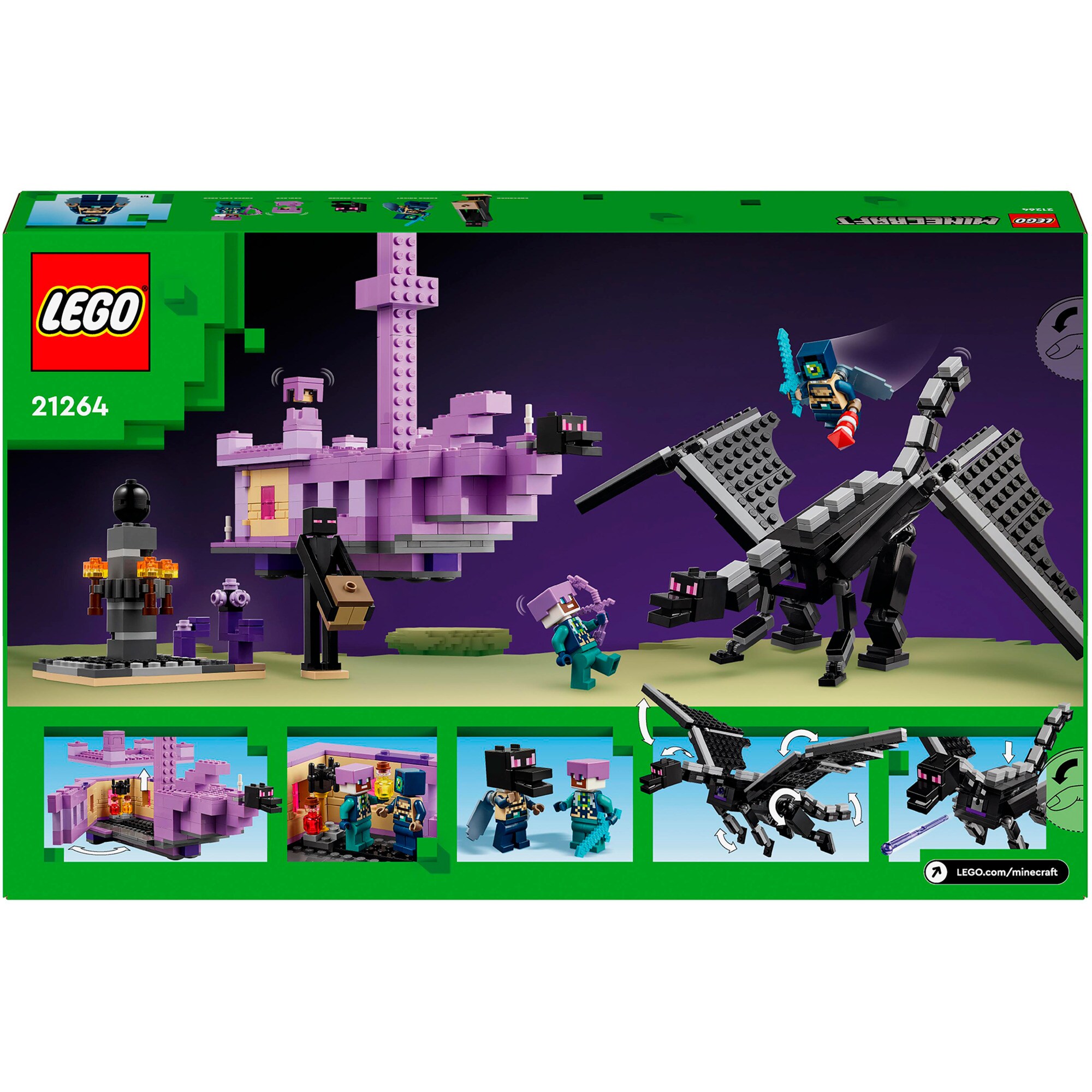 LEGO Konstruktionsspielzeug Minecraft Der Enderdrache und das Endschiff