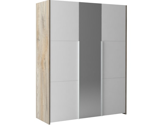 SCIAE - Armoire PRADO blanc-bois armoire 3 portes ouvrantes