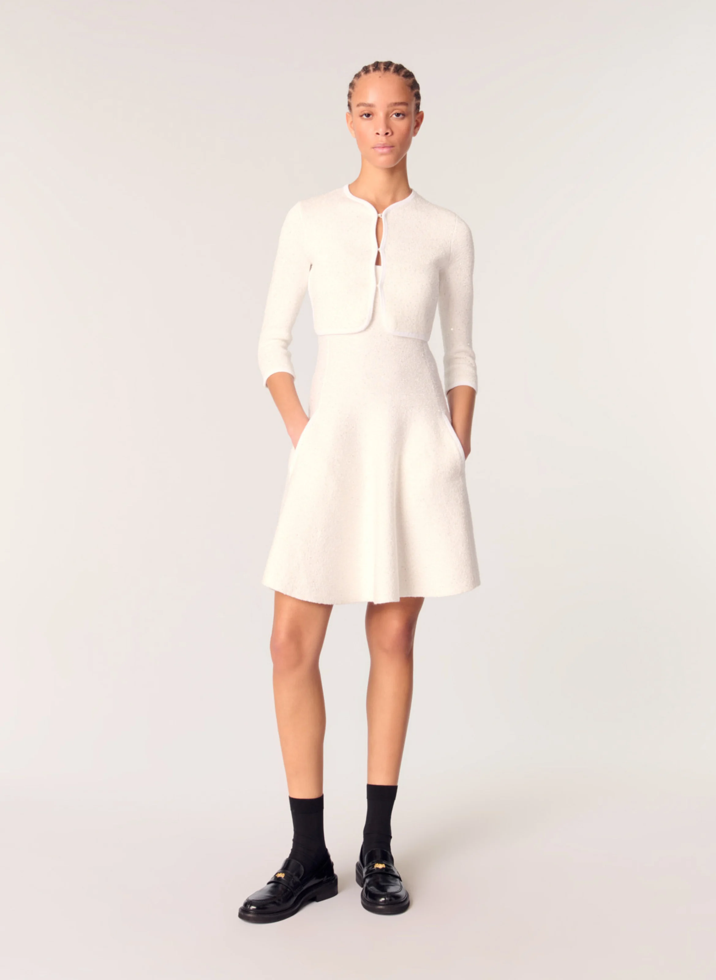 Cardigan col rond | Blanc