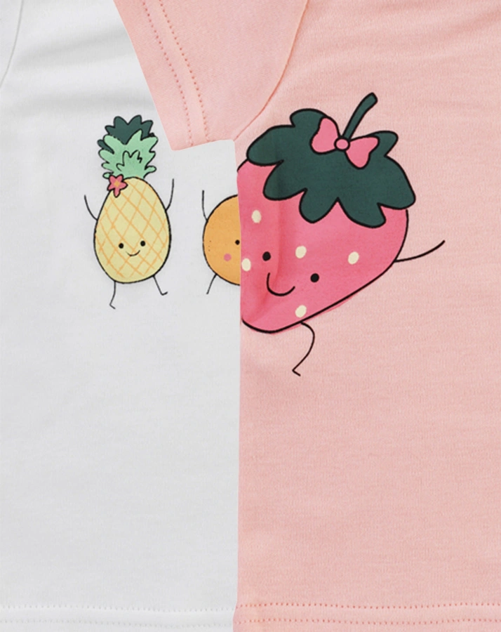 T-Shirt CRAZY FRUITS 2er-Pack in weiß/rosa