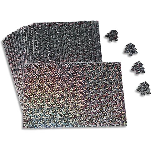 Papier holographique o'color a4 adhesif etoiles coloris    argent reflets arc en ciel    sachet 15 feuilles
