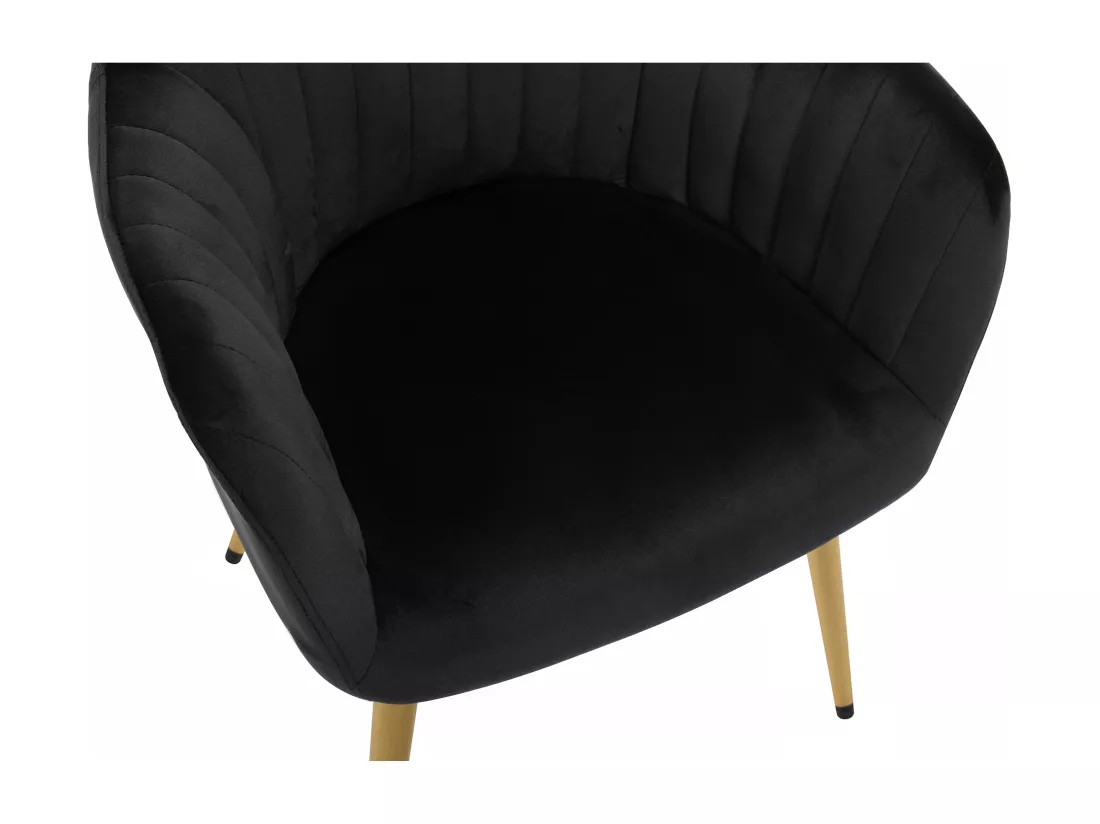 Lot de 2 chaises avec accoudoirs en velours et métal doré - Noir - ELEANA