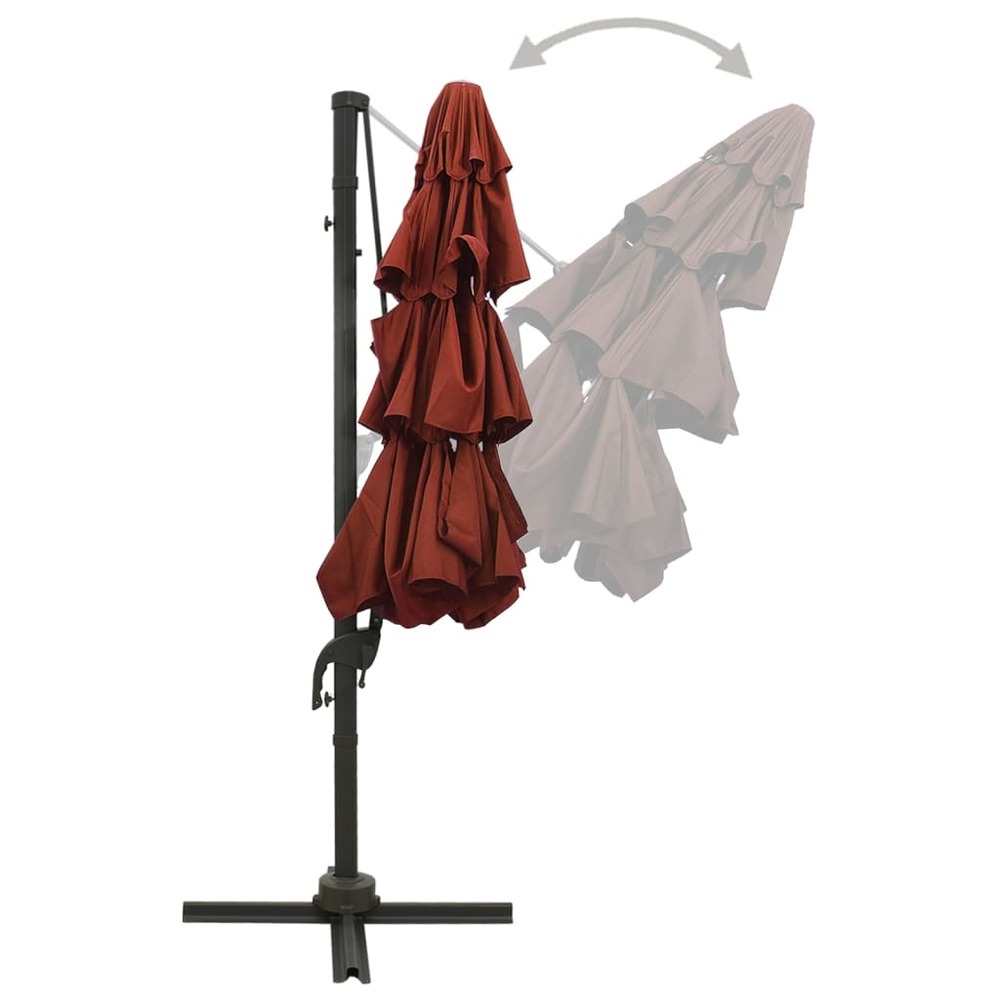 Parasol à 4 niveaux avec mât en aluminium 3 x 3 m orange