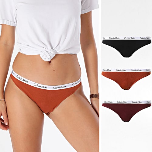 Lot De 3 Culottes Femme QD5146E Noir Bordeaux Orange