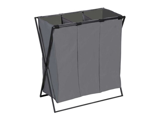 WENKO - Panier à linge xl avec 3 compartiments - gris