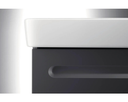 Badkamermeubelset DURAVIT nr. 1 BxHxD 50 x 200 x 39 cm, grafiet front, met witte wastafel en badmeubel, rechtsdraaiende deur, spiegel met LED-verlichting N10151R49490000