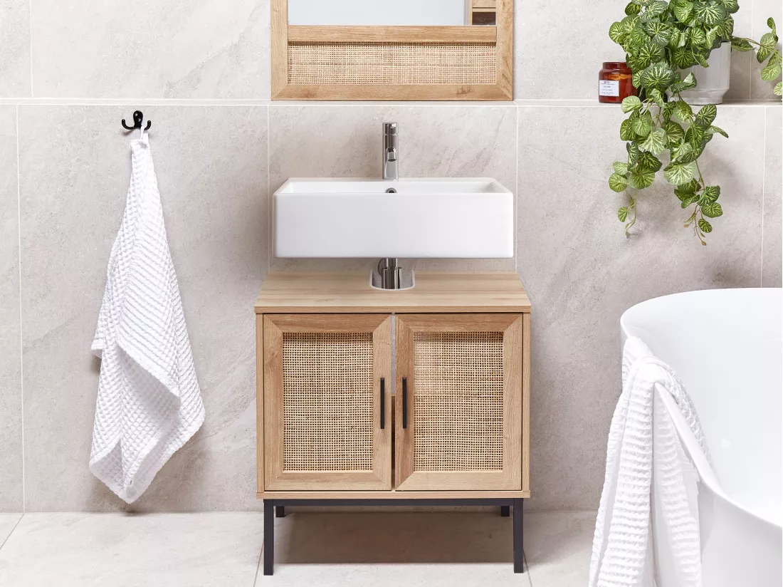 Meuble de salle de bain ROSELL 60 cm 40 cm 60 cm Marron clair