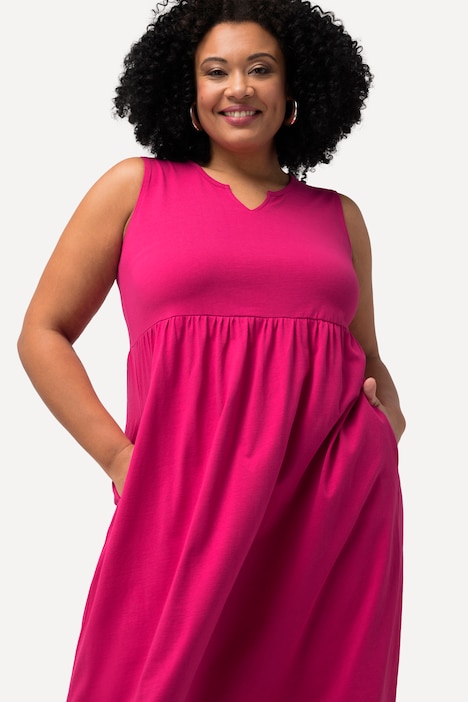 Jerseykleid, A-Linie, Tunika-Ausschnitt, ärmellos
