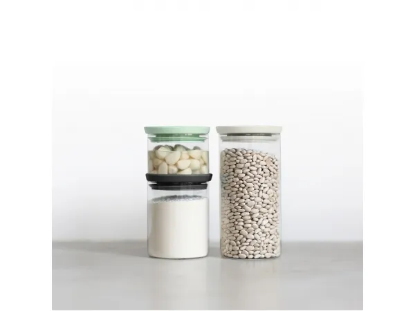 Brabantia 100550, Universal beholder sæt, Glas, Plast, Transparent, Flip-top låg, Rund