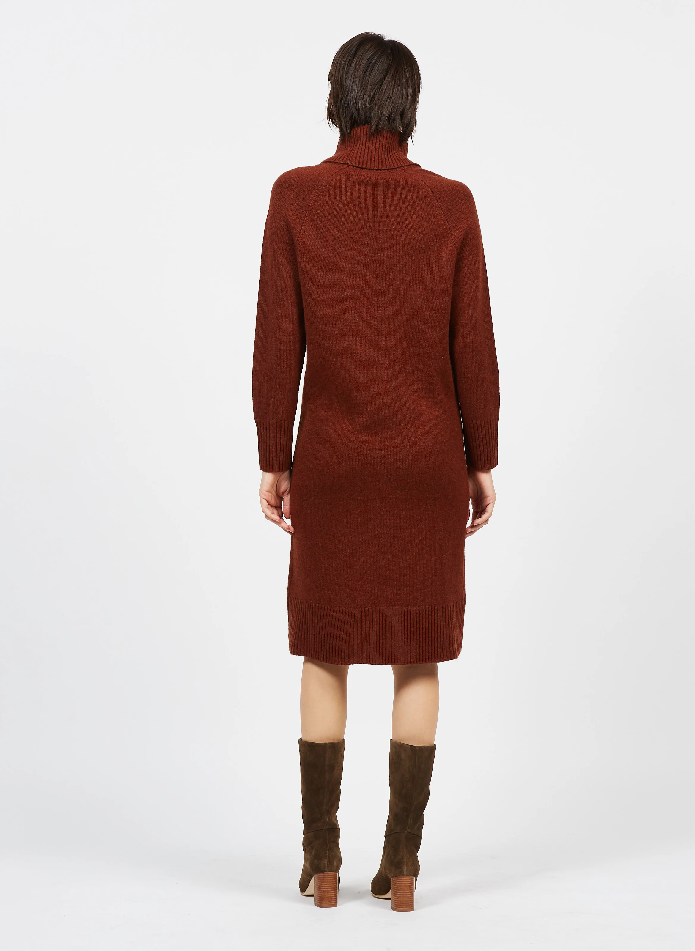 ALBI BIS - Bottes à talon en cuir velours | Kaki