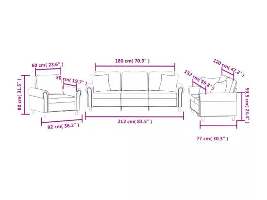 Ensemble de canapés 3 pcs avec coussins jaune velours