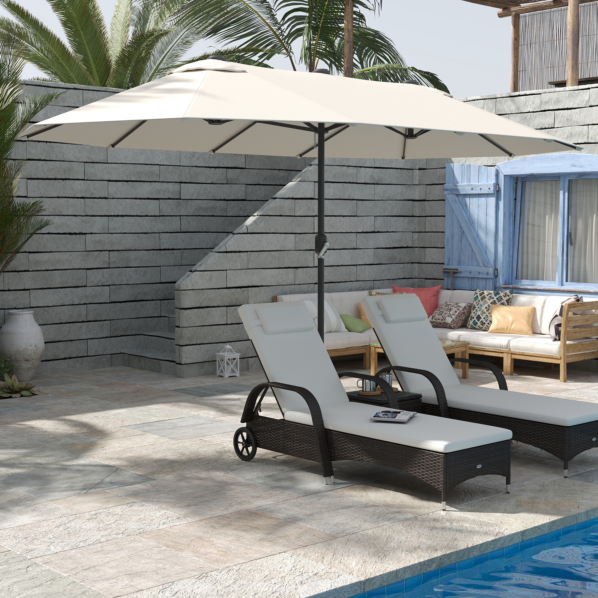 Guarda-sol duplo Outsunny para jardim