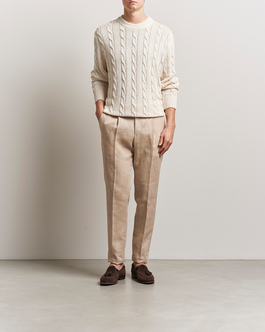 PT01 Gentleman Fit Linen Trousers Light Beige