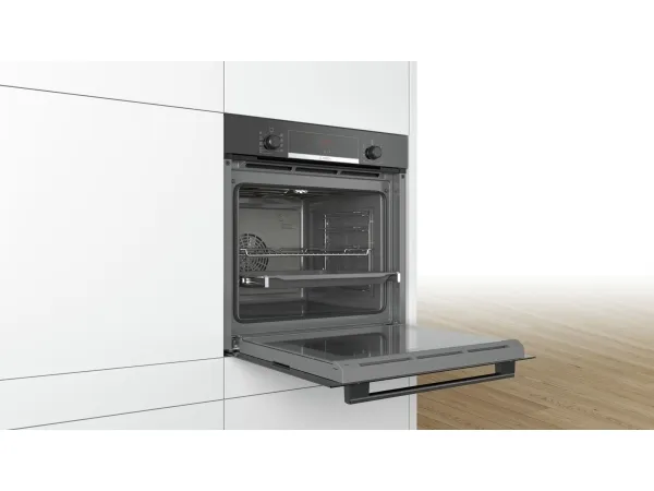 Bosch Serie | 4 HBA534EB0 - Ovn - til indbygning - niche - bredde: 56 cm - dybde: 55 cm - højde: 58.5 cm - med selv-rengøring - Klasse A - sort