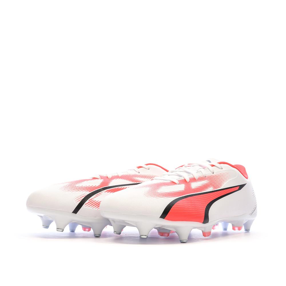 Puma Chaussures de Foot Blanc/Rouge Homme Puma Ultra Play MxSG