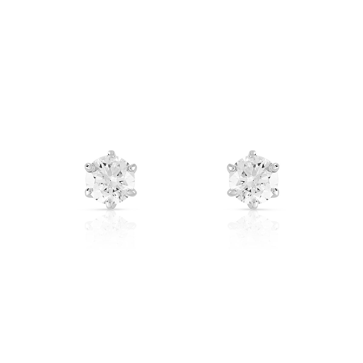 Boucles d'oreilles or 750 blanc diamants synthétiques 0.50 carat