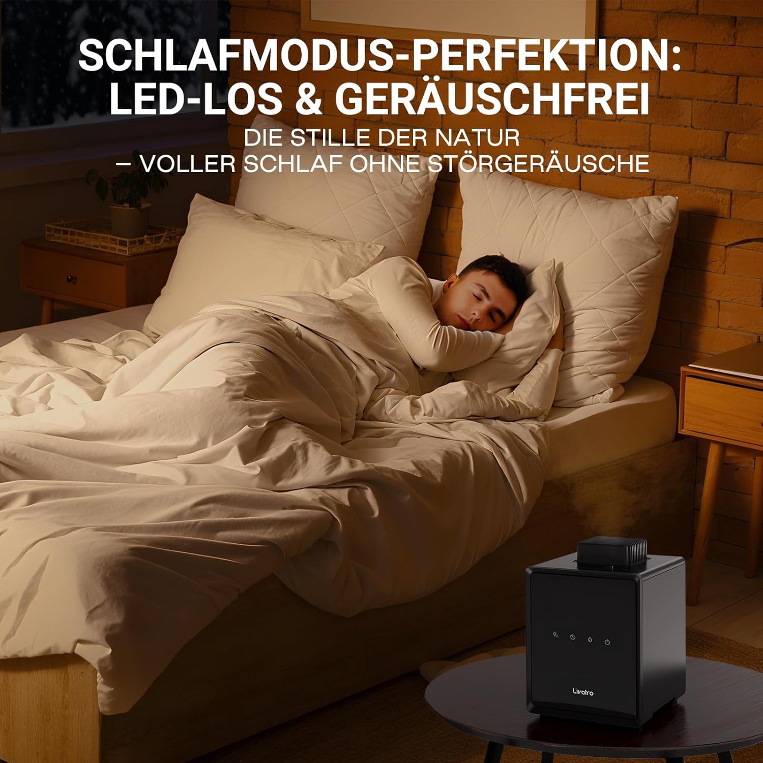 Luftbefeuchter Schlafzimmer Top-Fill, 3L Edelstahl Warmnebel Luftbefeuchter, Reduziert 99,97% der Bakterien, Für Schlafzimmer und Wohnzimmer, Spülmaschinenfest Humidifier,mit Schlafmodus