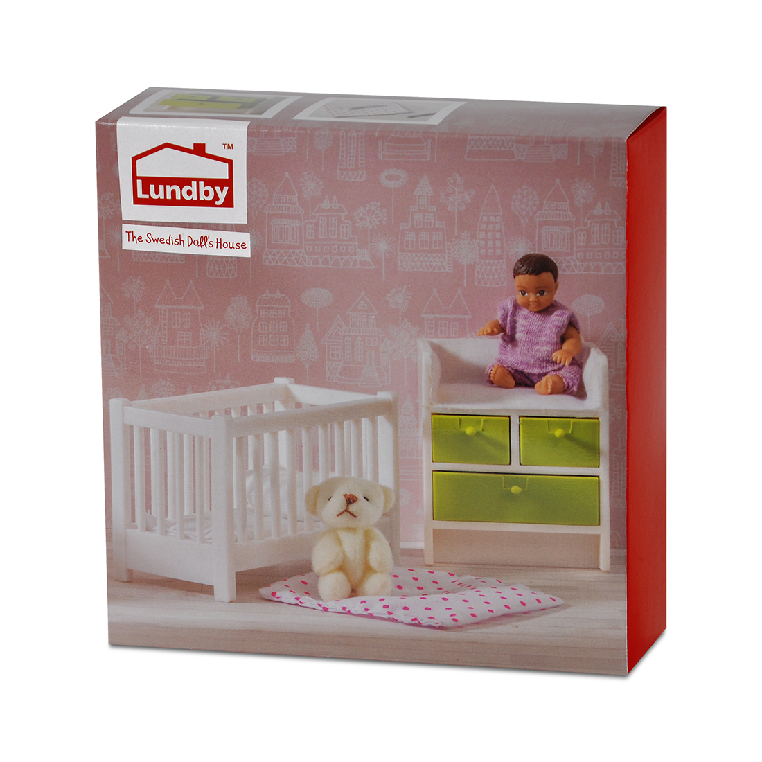LUNDBY Puppenhauszubehör Babyzimmer Set