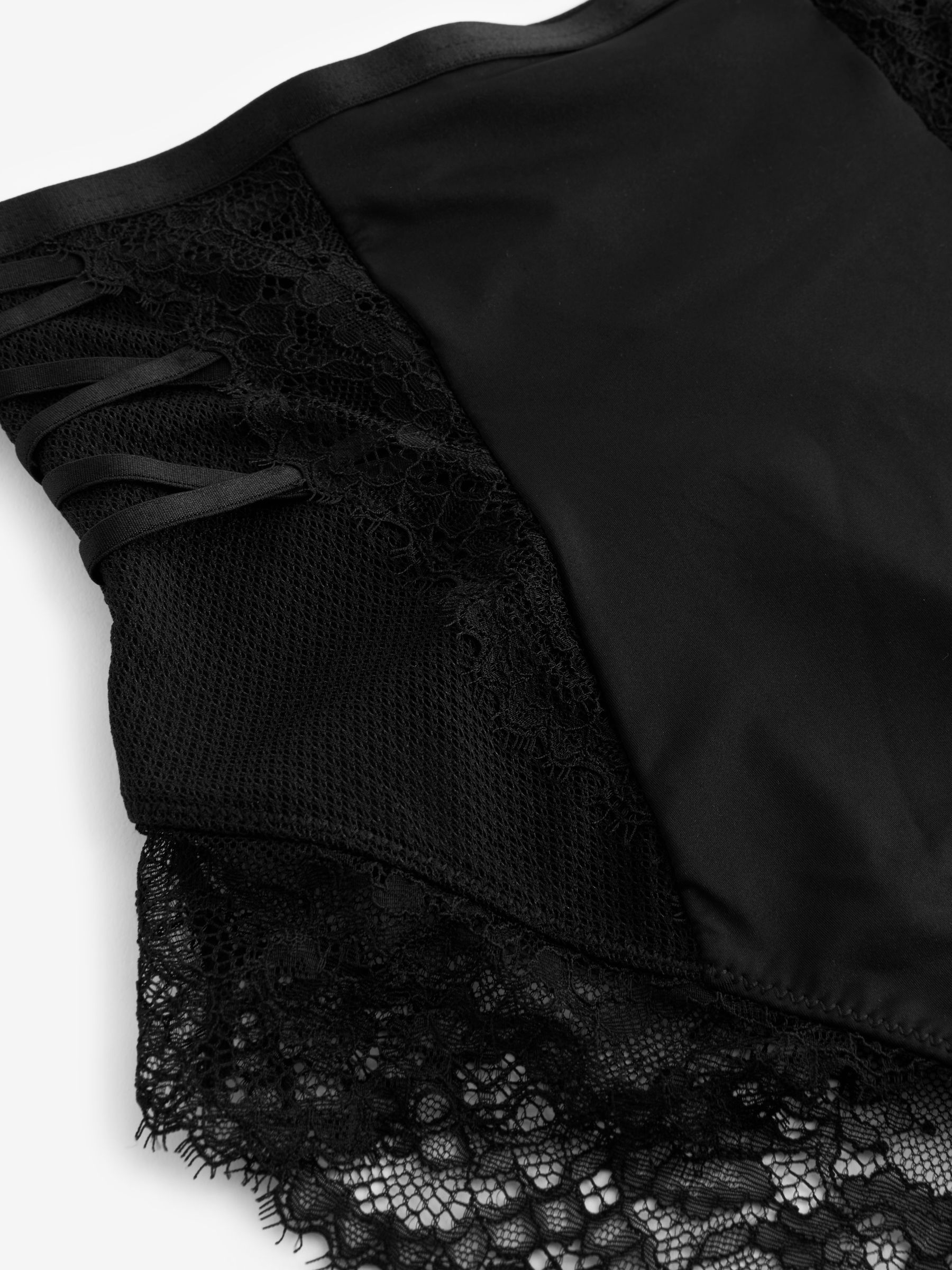 Lipsy High Waist Shaping Lace Trim Black Knickers