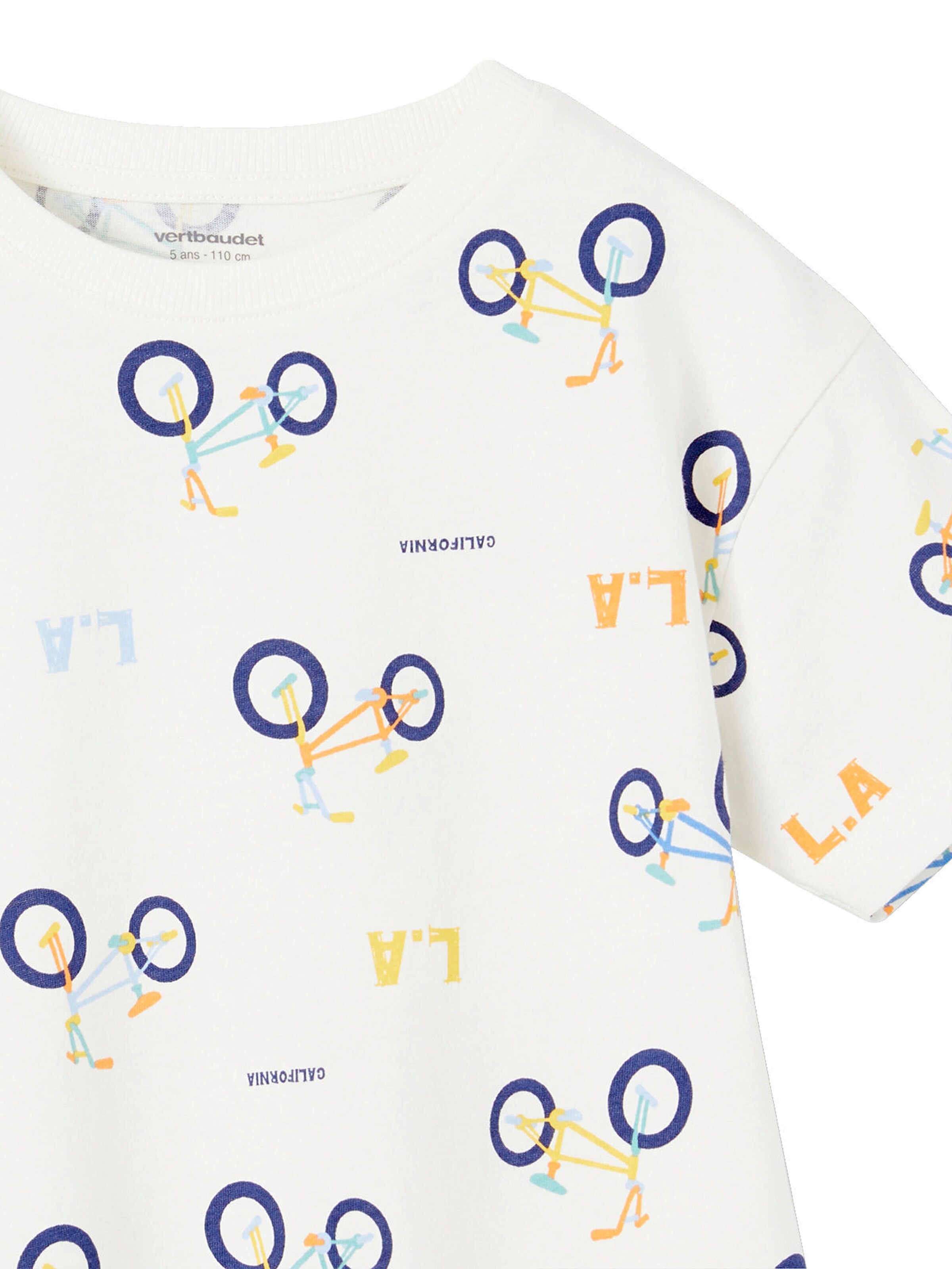 Vertbaudet Bedrucktes Jungen T-Shirt mit Recycling-Baumwolle weiß bedruckt