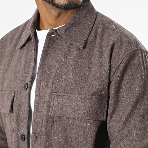 Surchemise Manches Longues Melange Overshirt Marron