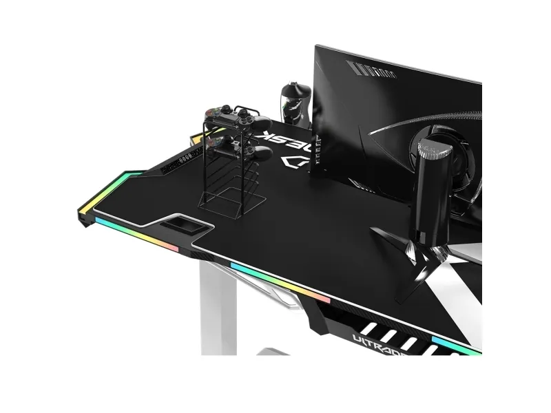 Ultradesk Force, Lige, Friform facon, Spil, Sort, Hvid, Rød/grøn/blå, 1660 mm