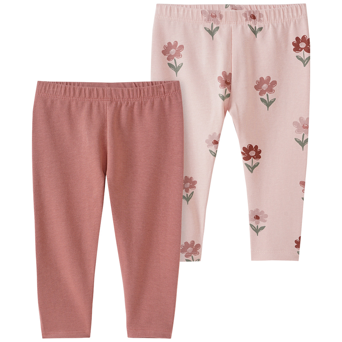 Topomini Pure Collection 2 Baby Leggings mit Blümchen rosa / dunkelrosa