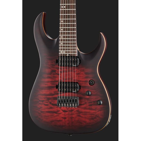 Harley Benton Amarok-7 BKRD Quilted B Bundle