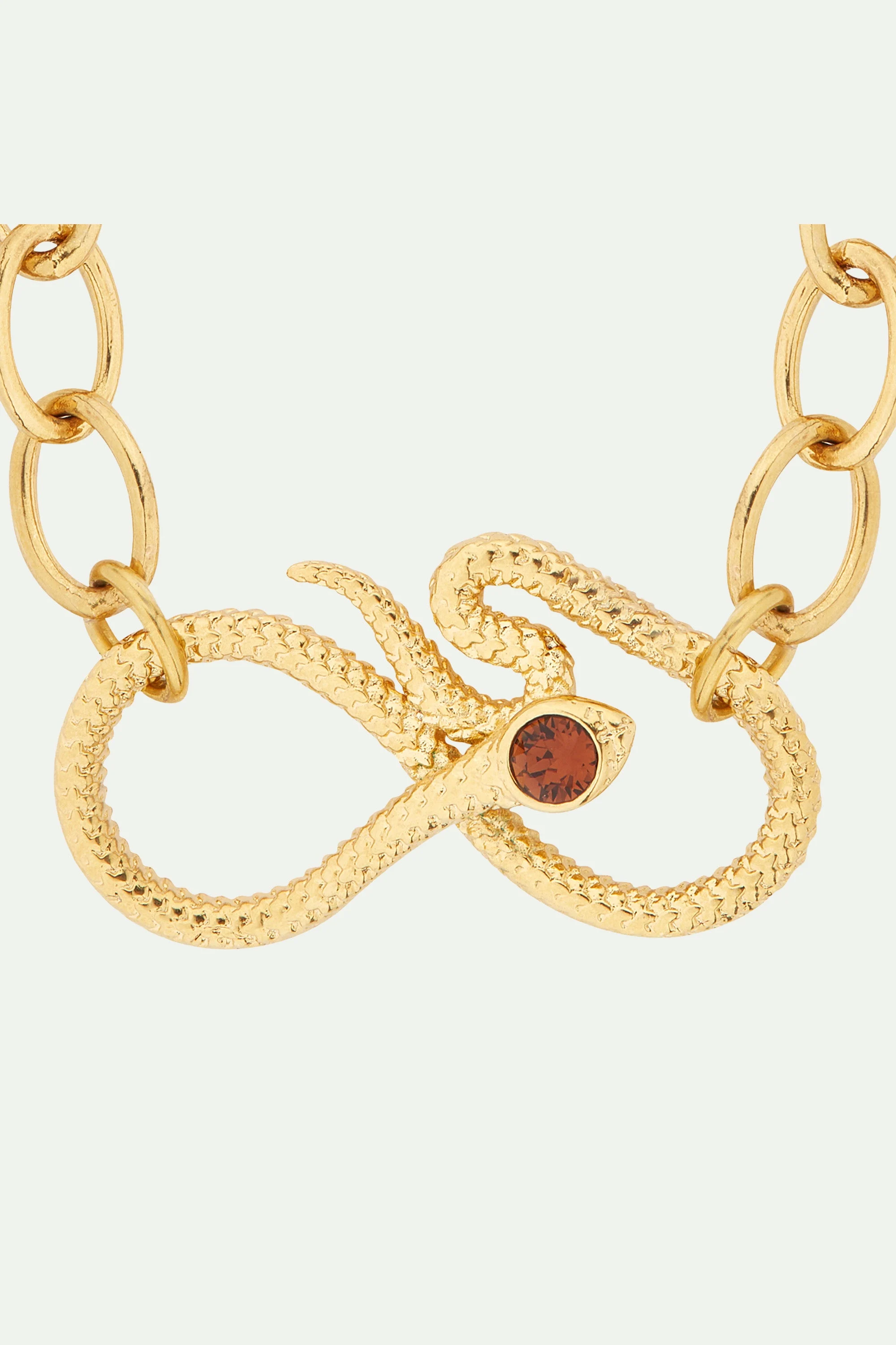 Collier plastron chaîne maille ovale et serpent égyptien | Jaune