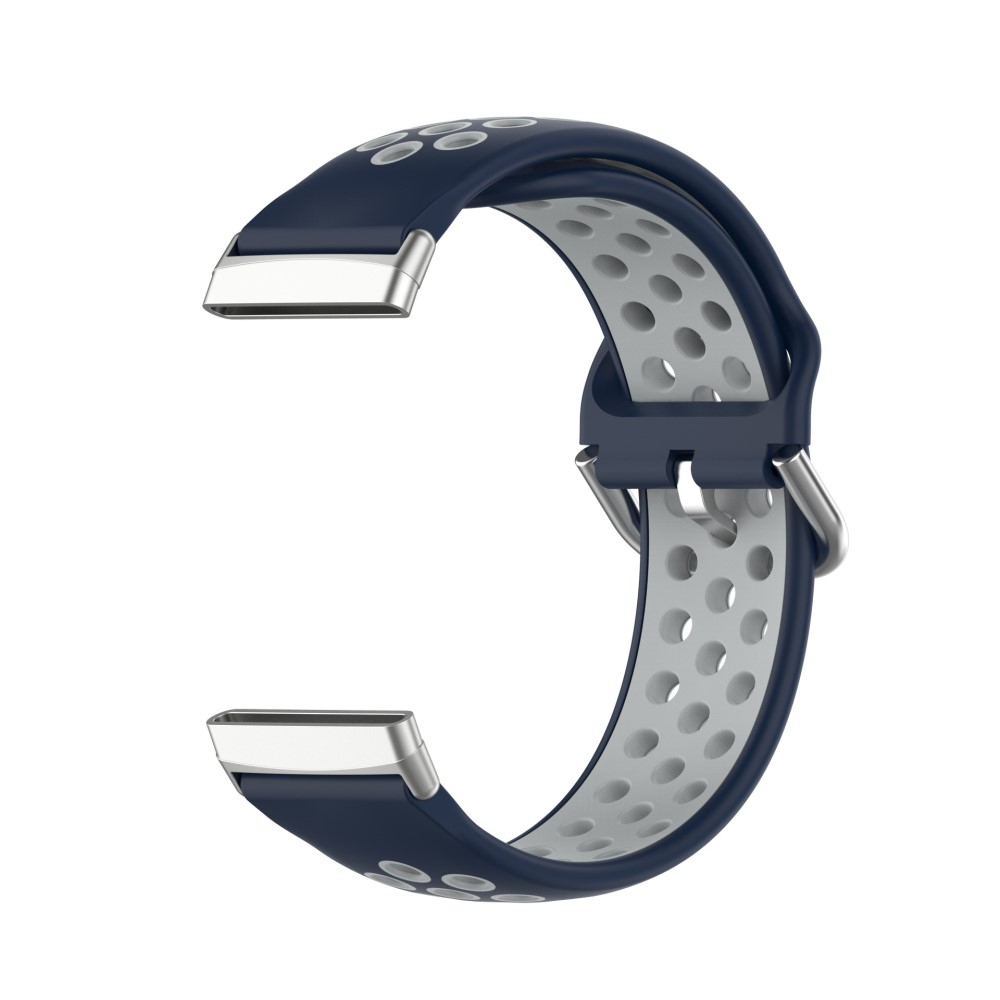 Fitbit Versa 4 / Sense 2 Ersatz Silikon Armband Dual Color (Gelenkumfang 190 - 230mm) - Dunkelblau / Grau