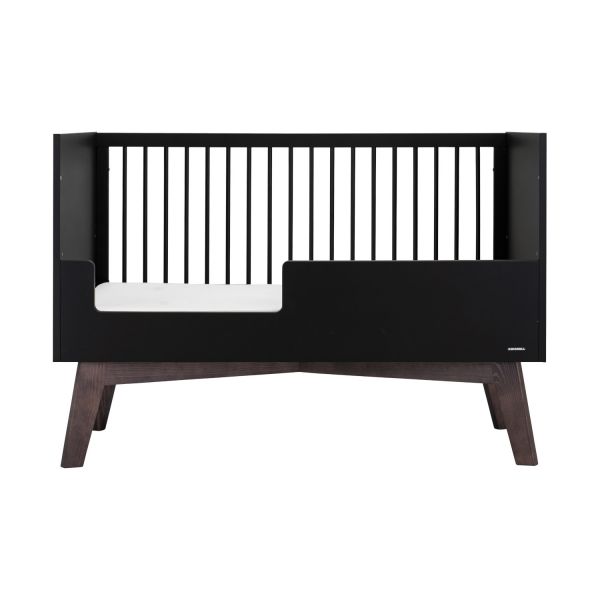 Kidsmill Sixties Babybed Zwart Mat / Walnoot 70 x 140 cm