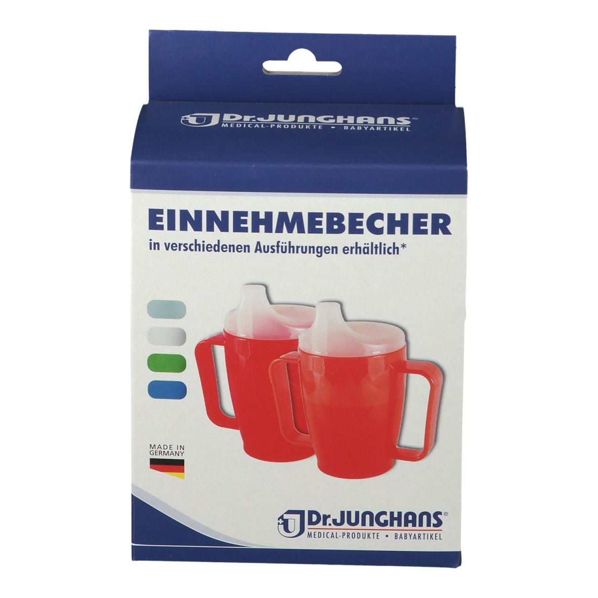 Dr. Junghans® Einnehmebecher mit 2 Griffen und Deckel 12 mm grün