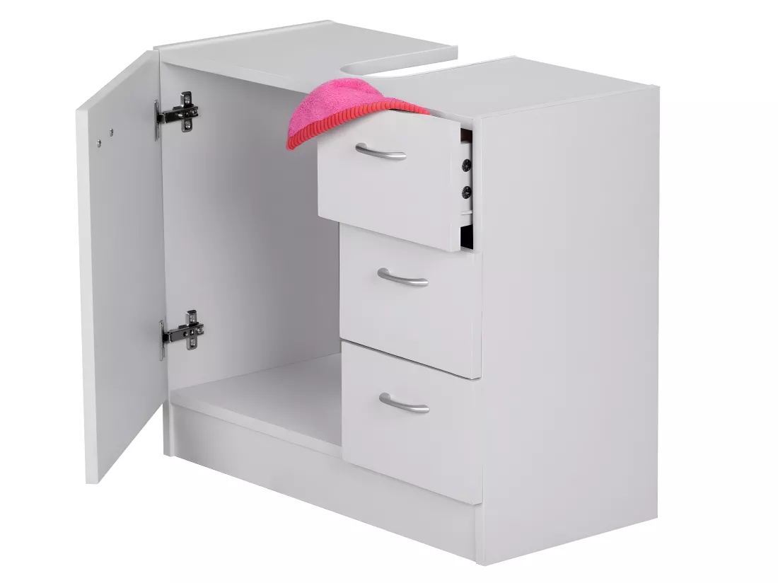 Évier armoire avec 63x54x30 cm Blanc Meuble vasque a poser Design Bain