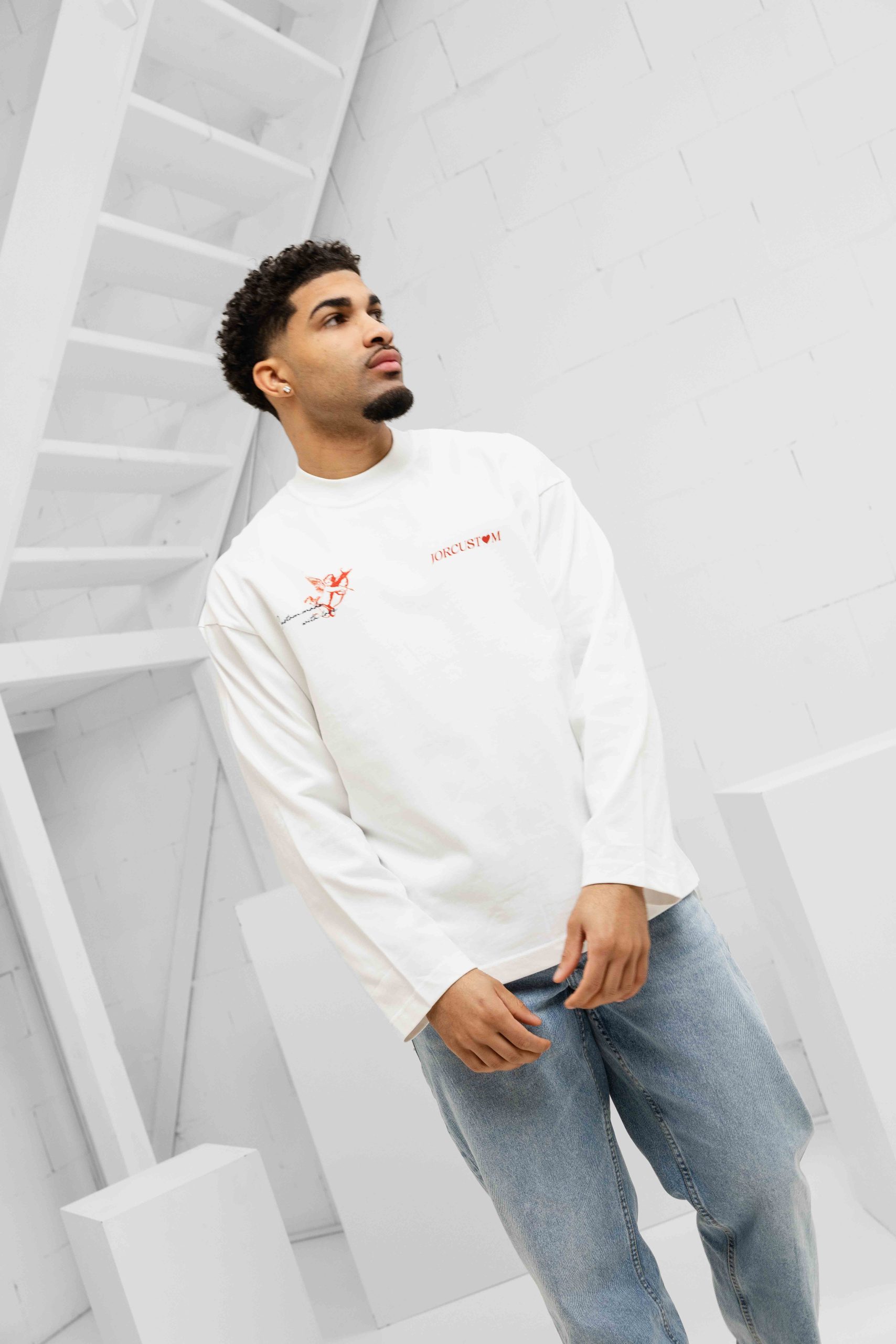 Jorcustom HeartAlwaysWins Longsleeve T-Shirt Heren Wit