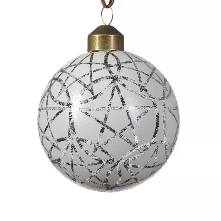 Lot de 3 boules de Noël (D80 mm) en verre Vril Blanc